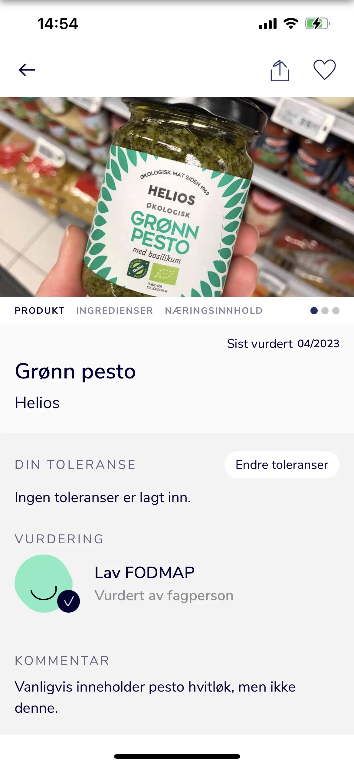 Noba app - Oppskrifter som er lavFODMAP